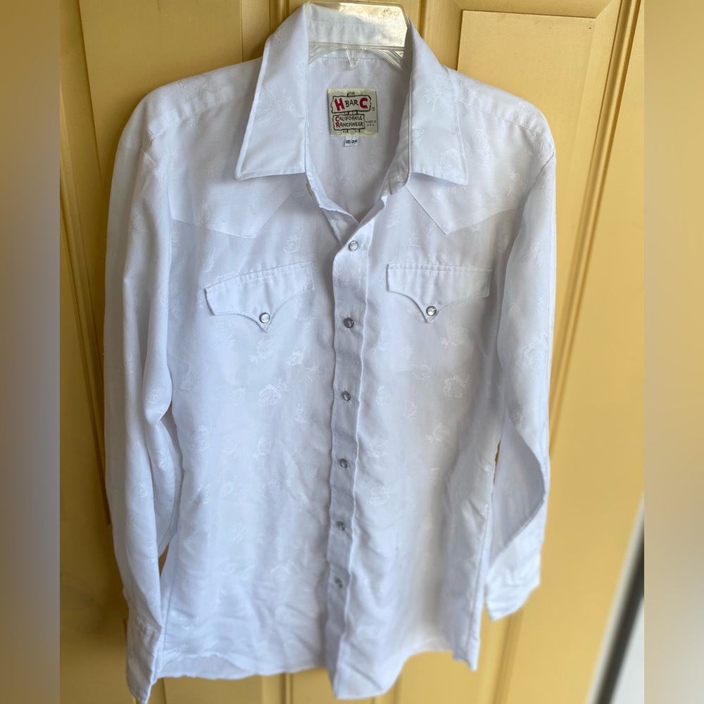 1970’s H Bar C Floral Tonal print men’s vintage pearl button up western shirt